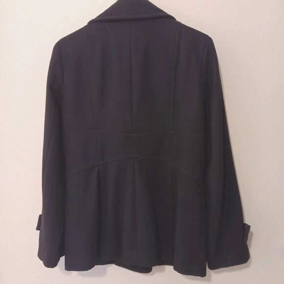 Kenneth Cole Reaction Black Wool Blend Double Breasted Peacoat Women's Sz 10 - Picture 11 of 13